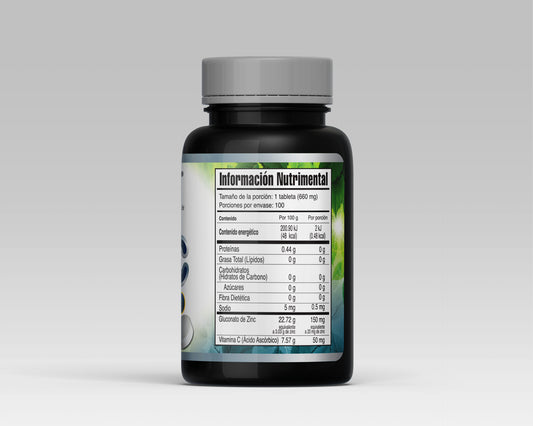Zinc con Vitamina C – 100 Tabletas