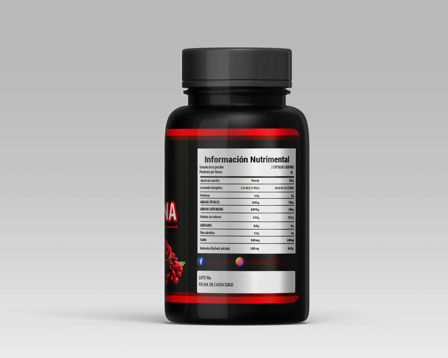 Berberina HNatural 60 Cápsulas – Control de Glucosa, Metabolismo y Colesterol